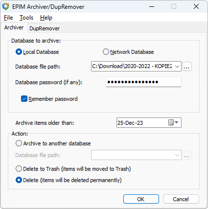 EPIM Archiver 界面
